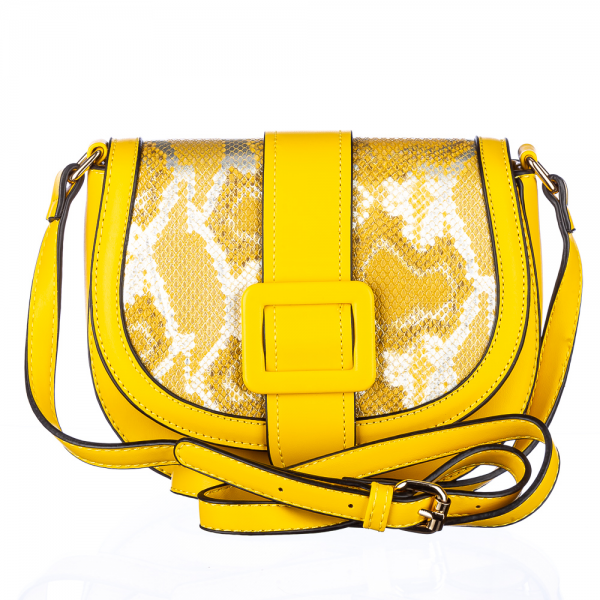 Γυναικεία τσάντα Glam Κίτρινη οικολογικό δέρμα, 5 - Kalapod.gr